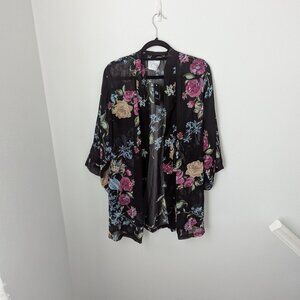 NWT Helena Quinn The Zoe Report Georgette Sheer Floral Kimono, One Size